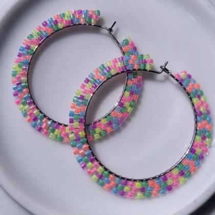 Neon earrings neon hoops colorful h..