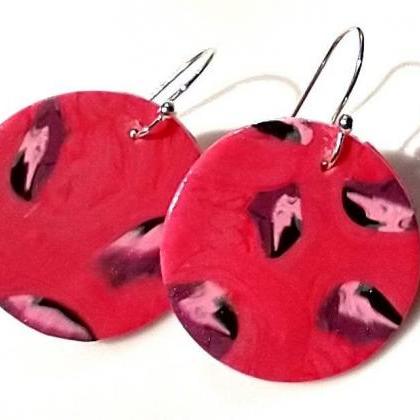 Pink Earrings Polymer Clay Earrings Lightweight..