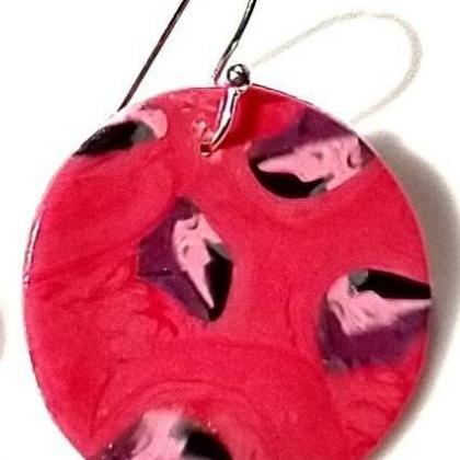 Pink Earrings Polymer Clay Earrings Lightweight..