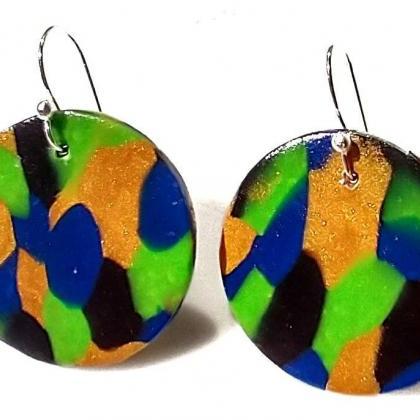 Polymer Clay Earrings Multicolored Earrings..