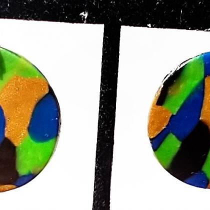 Polymer Clay Earrings Multicolored Earrings..