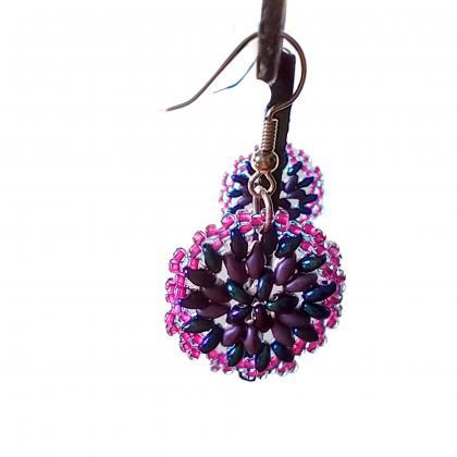 Flower Earrings Botanical Earrings Purple Flower..