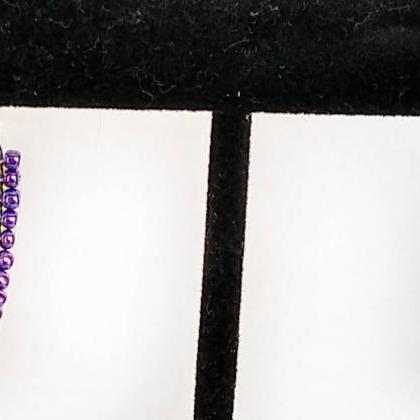 Beaded Hoop Earrings Purple Beaded Hoop Earrings..