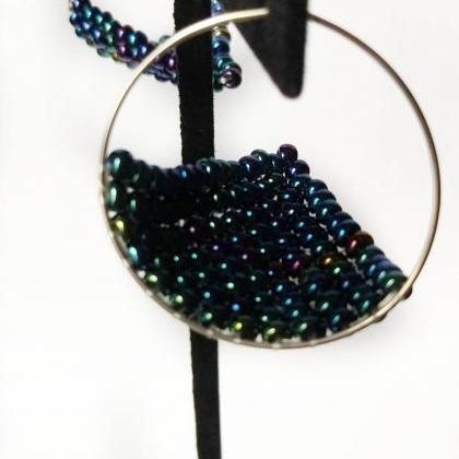 Beaded hoop earrings seed bead earr..