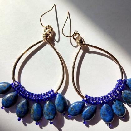 Lapis Lazuli Earrings Beaded Earrings Lapis Lazuli..