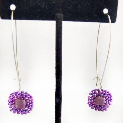 Beaded earrings purple beaded earri..