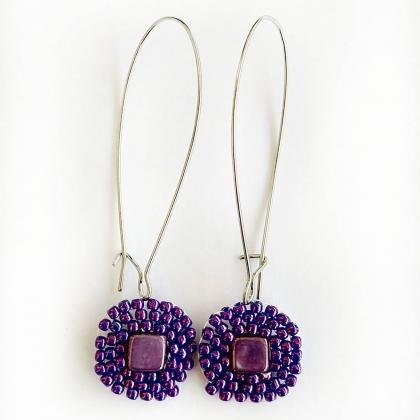 Beaded earrings purple beaded earri..