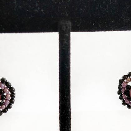 Beaded Earrings Pink Beaded Earrings Purple Beaded..