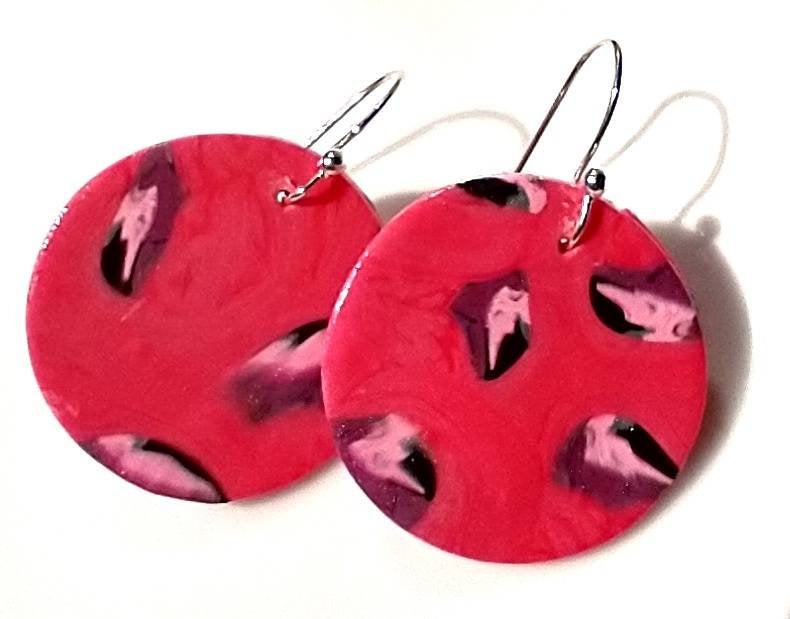 Pink Earrings Polymer Clay Earrings Lightweight Earrings Clay Earrings Polymer Clay Jewelry Unique Earrings Statement Earrings Boho Earrings
