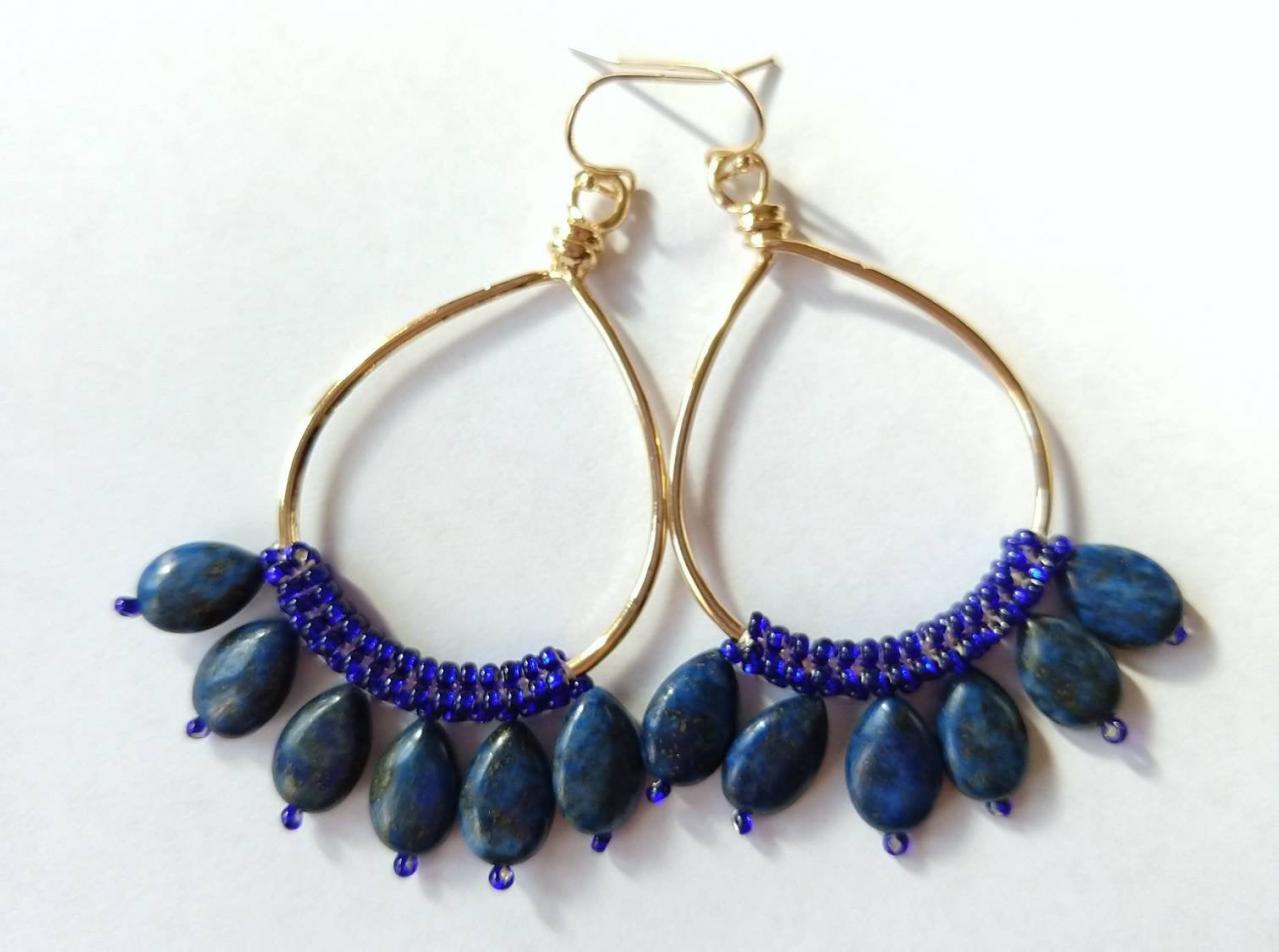 Lapis Lazuli Earrings Beaded Earrings Lapis Lazuli Jewelry Gemstone Jewelry Beaded Lapis Lazuli Earrings Lapis Lazuli Boho Chic Asthetic