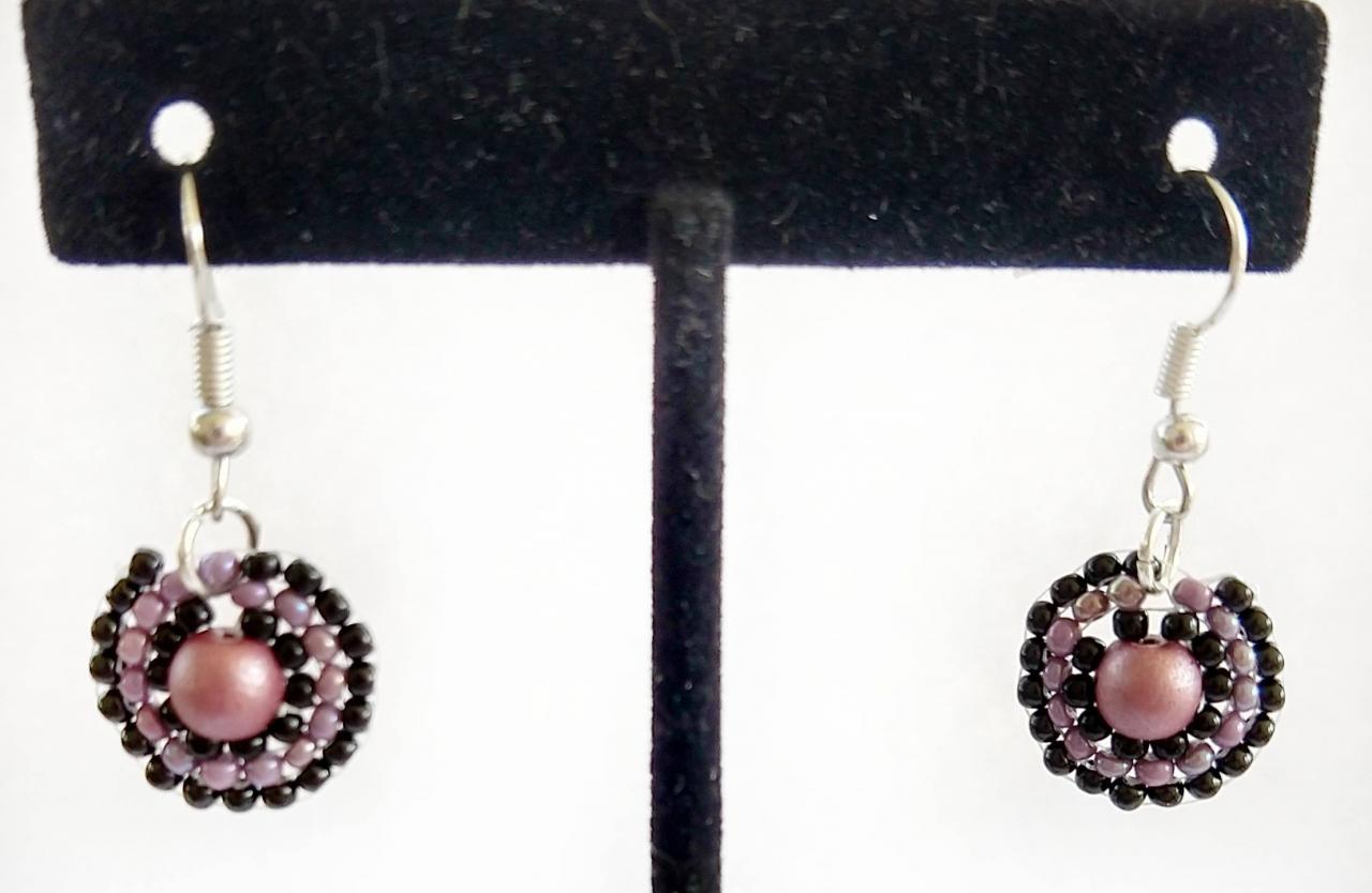 Beaded Earrings Pink Beaded Earrings Purple Beaded Earrings Black