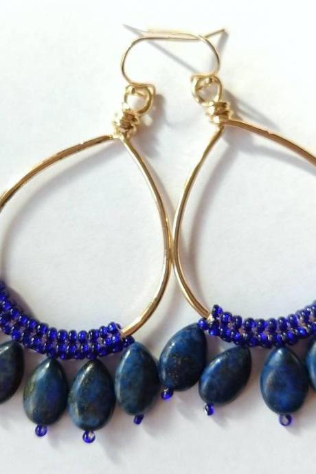 Lapis lazuli earrings beaded earrings lapis lazuli jewelry gemstone jewelry beaded lapis lazuli earrings lapis lazuli boho chic asthetic