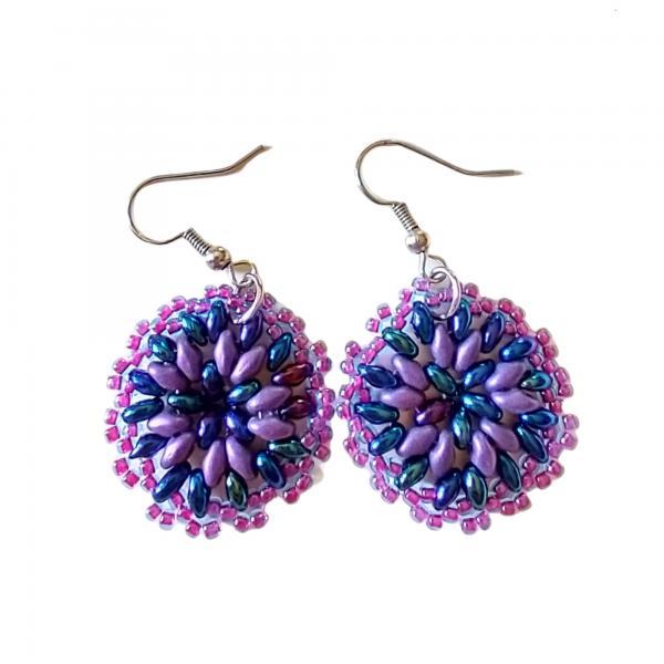 flower earrings botanical earrings purple flower earrings beaded floral earrings beaded earrings boho chic earrings aesthetic earrings
